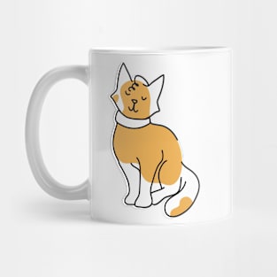 Sitting cat in a spotty orange coat Mug